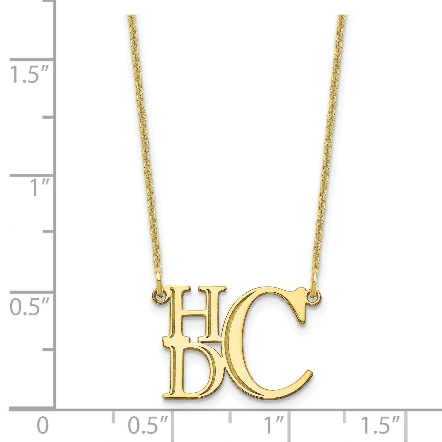 10K Yellow Gold Semi Stacked Monogram Necklace
