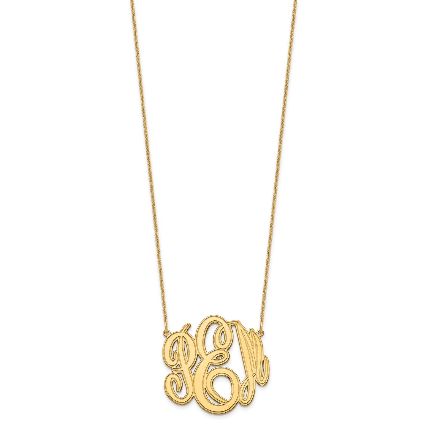 10K Yellow Gold Etched Monogram Necklace