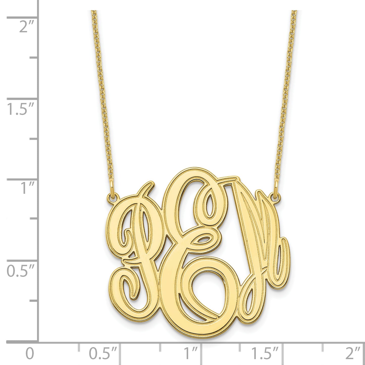 10K Yellow Gold Etched Monogram Necklace