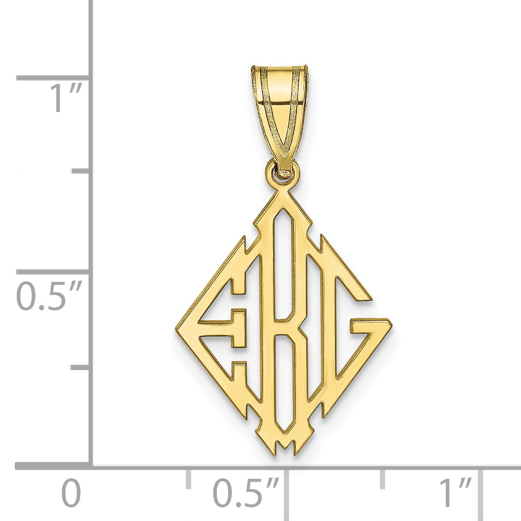 10K Yellow Gold Diamond Shaped Monogram Pendant
