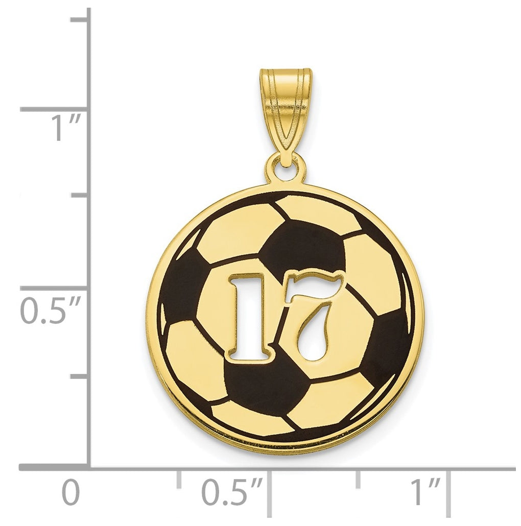 10K Yellow Or White Gold Epoxy Soccer Ball with Cut-out Number Pendant