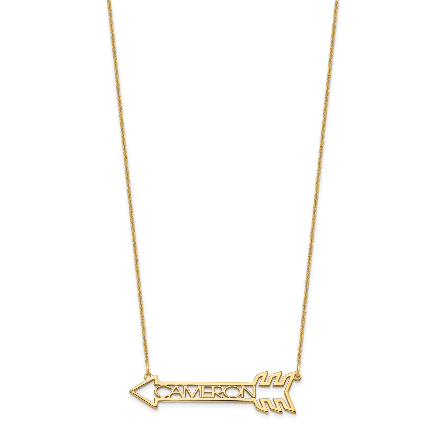 10K Yellow Gold Personalized Arrow Necklace