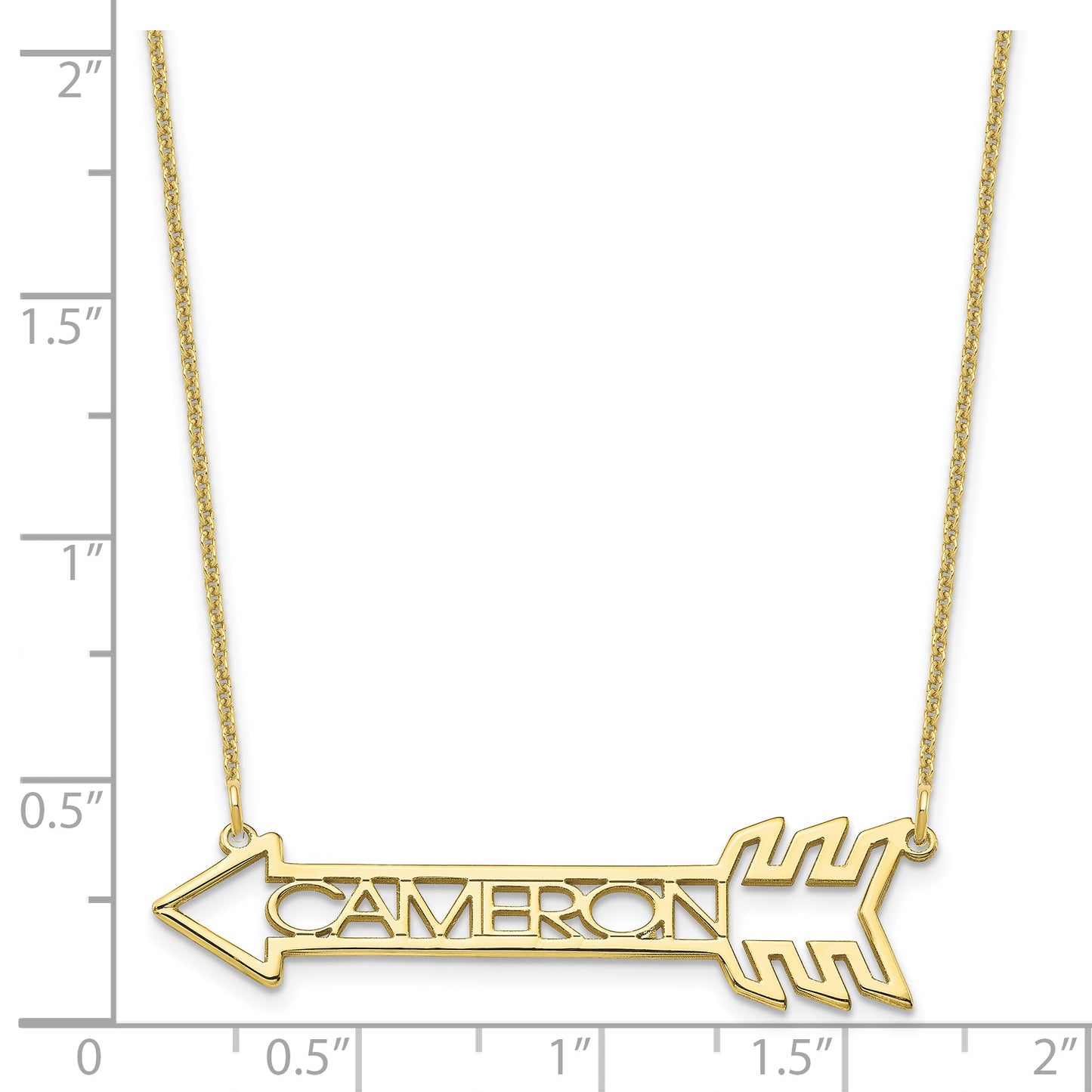 10K Yellow Gold Personalized Arrow Necklace