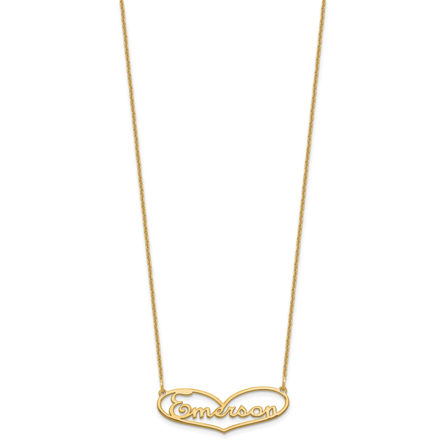 10K Yellow Gold Small Heart Name Plate Necklace