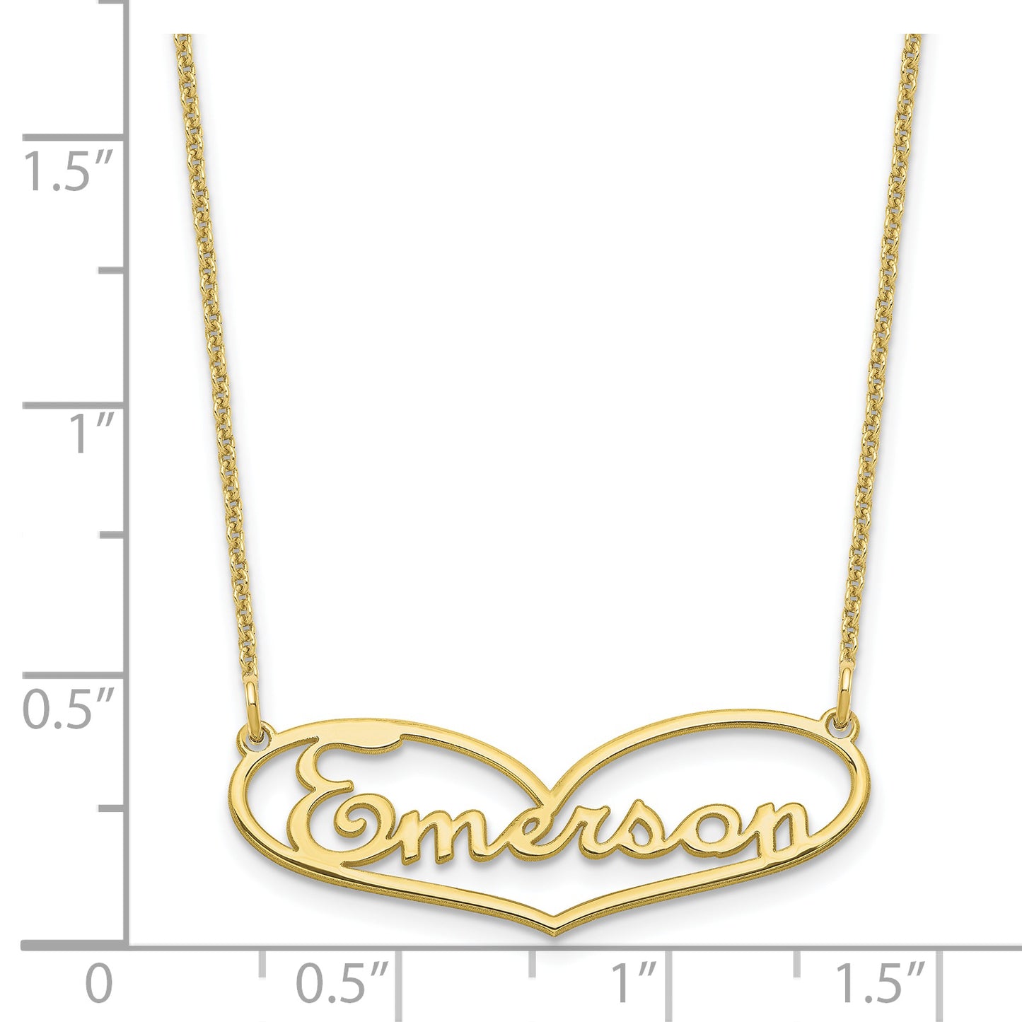 10K Yellow Gold Small Heart Name Plate Necklace