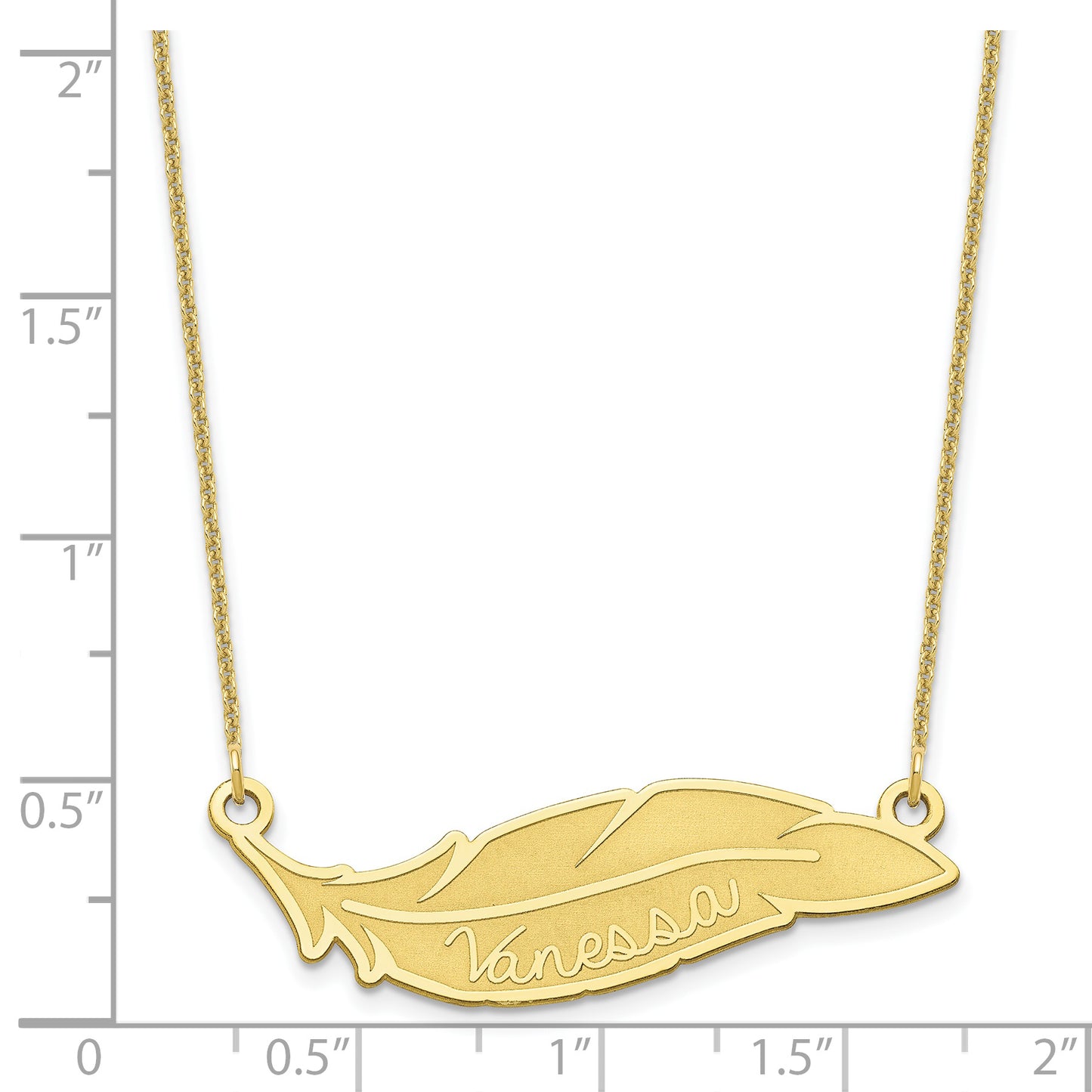 10K Yellow Gold Personalized Feather Necklace