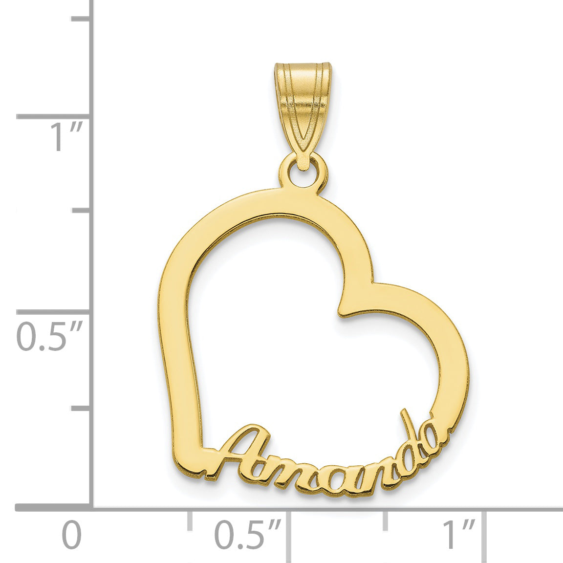 10K Yellow Gold Heart with Name Pendant