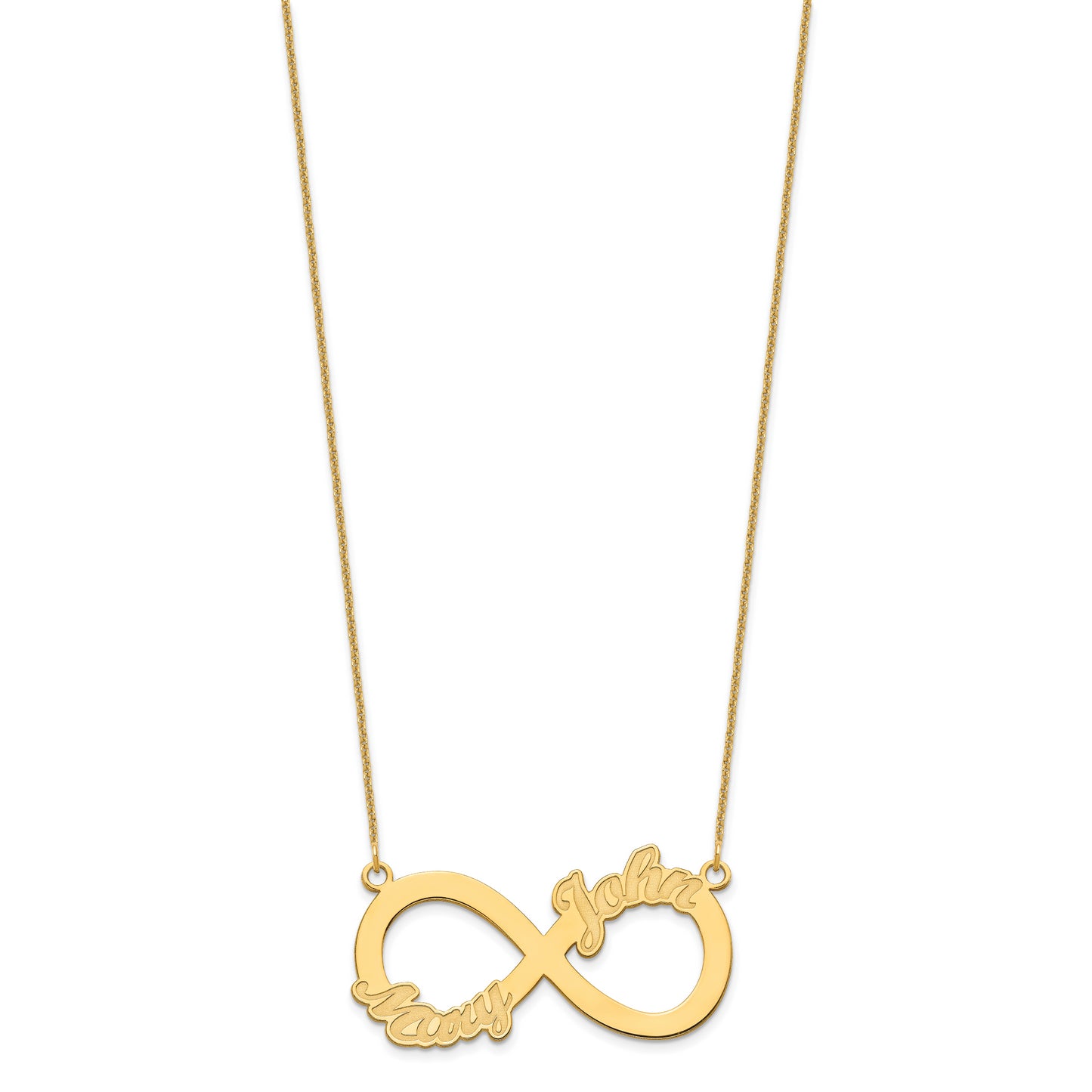 10K Yellow Gold 2 Name Infinity Necklace