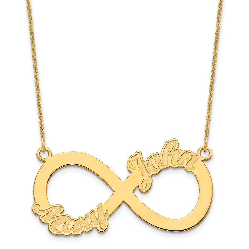 10K Yellow Gold 2 Name Infinity Necklace