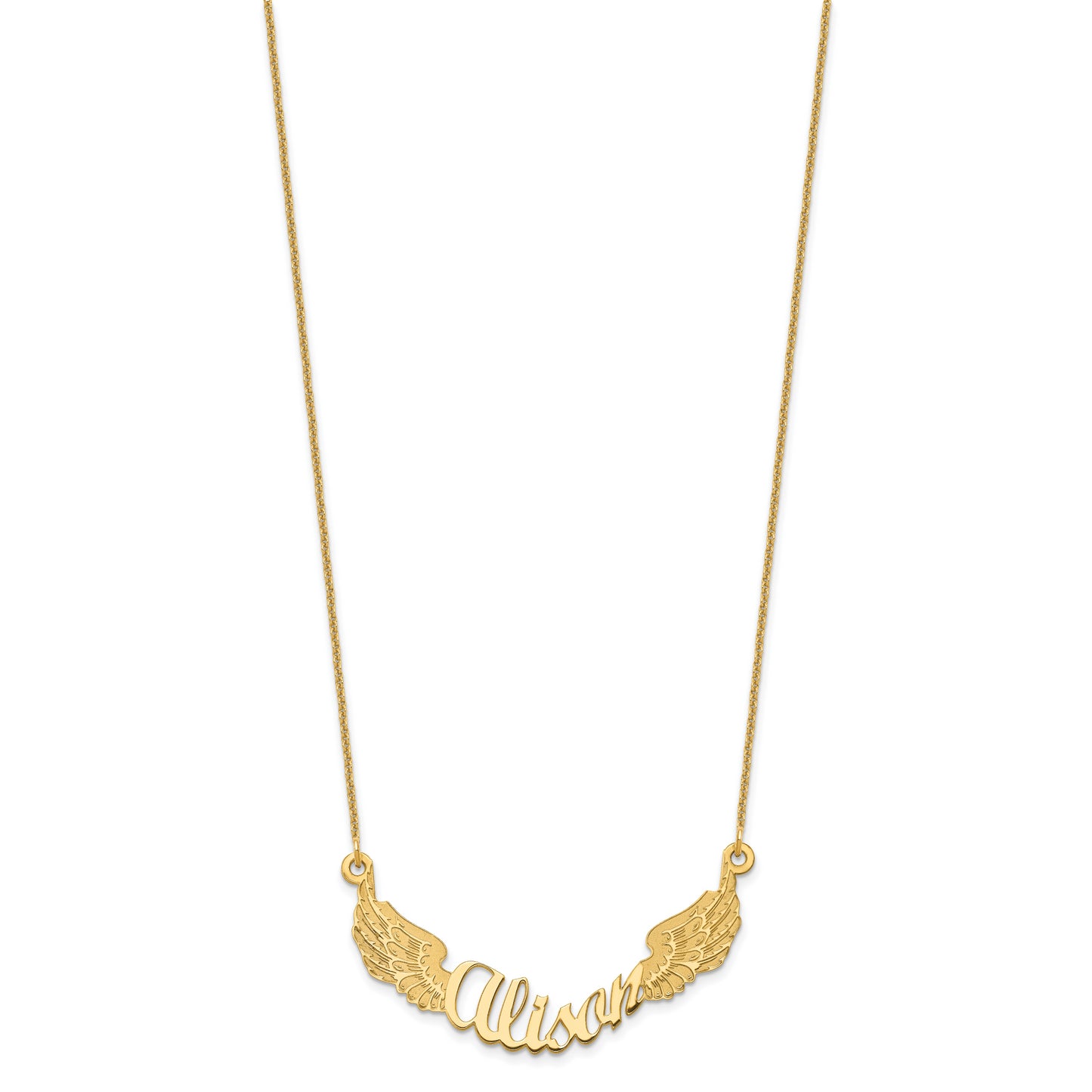 10K Yellow Gold Personalized Angel Wings Necklace