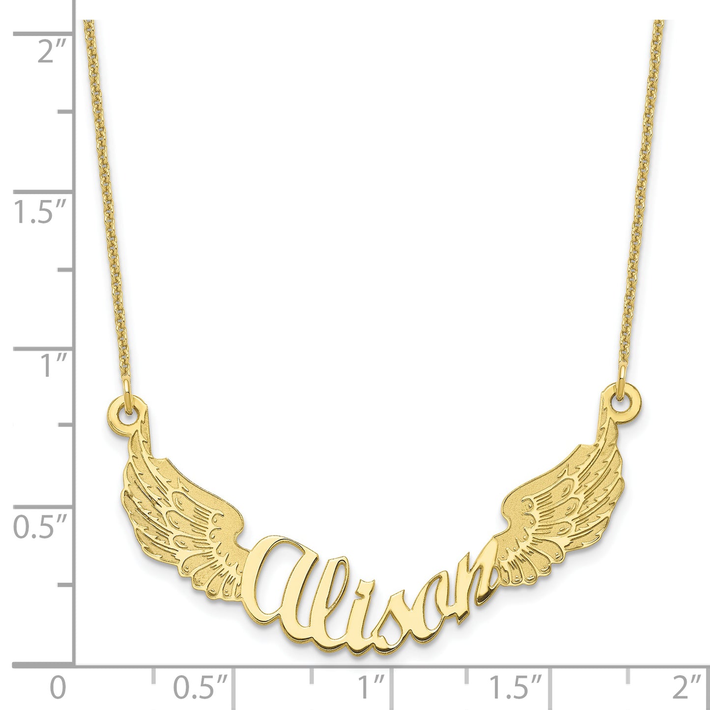 10K Yellow Gold Personalized Angel Wings Necklace