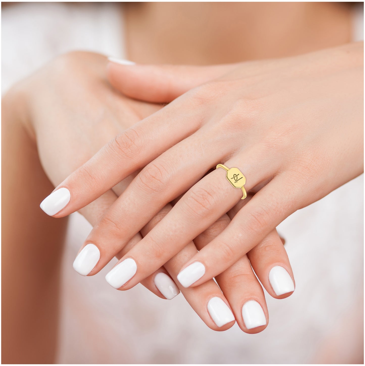 10K Yellow Gold Initial Octagon Signet Ring, Size 6