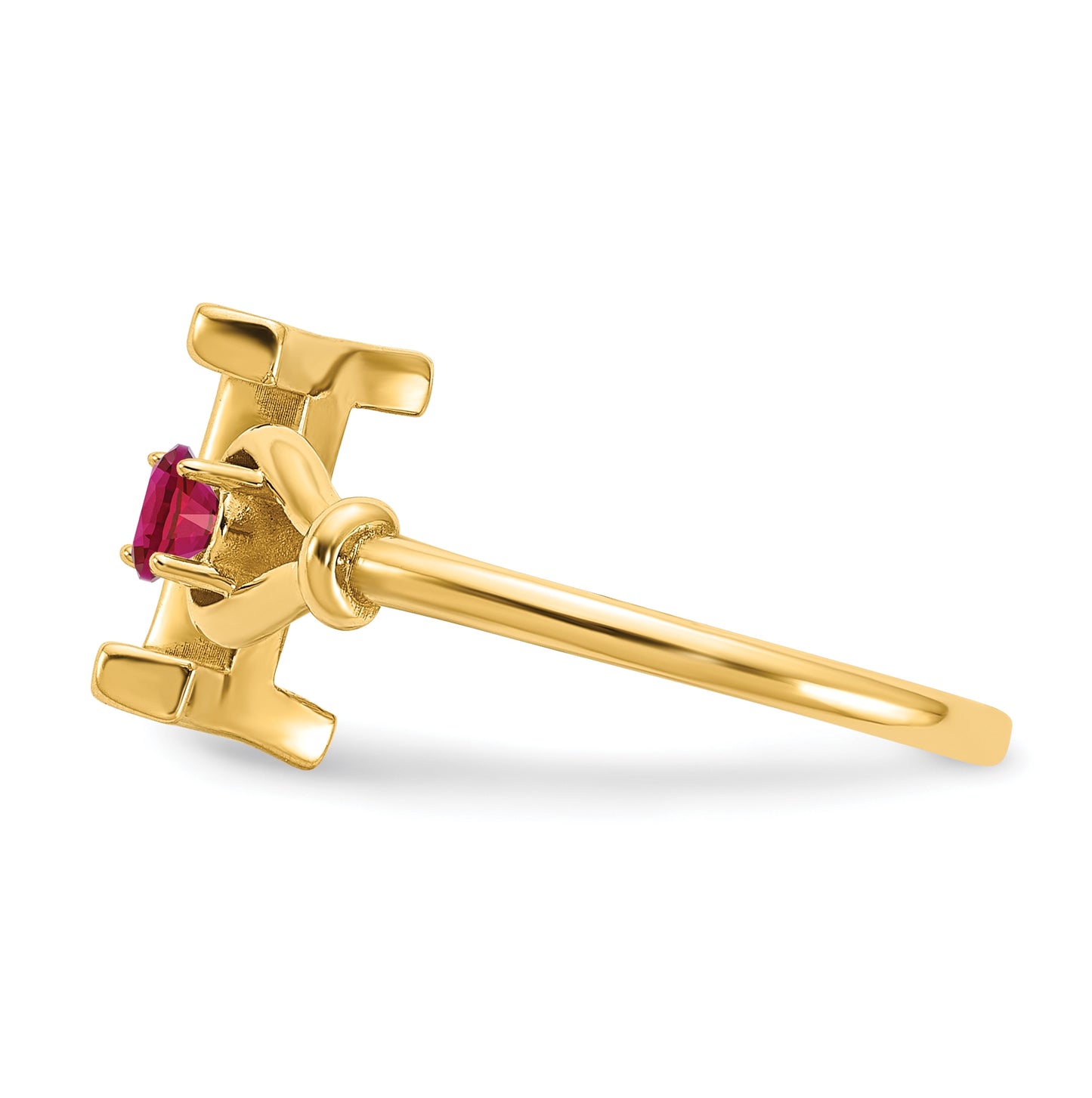 10K Yellow Gold Letter I with Birthstone Ring