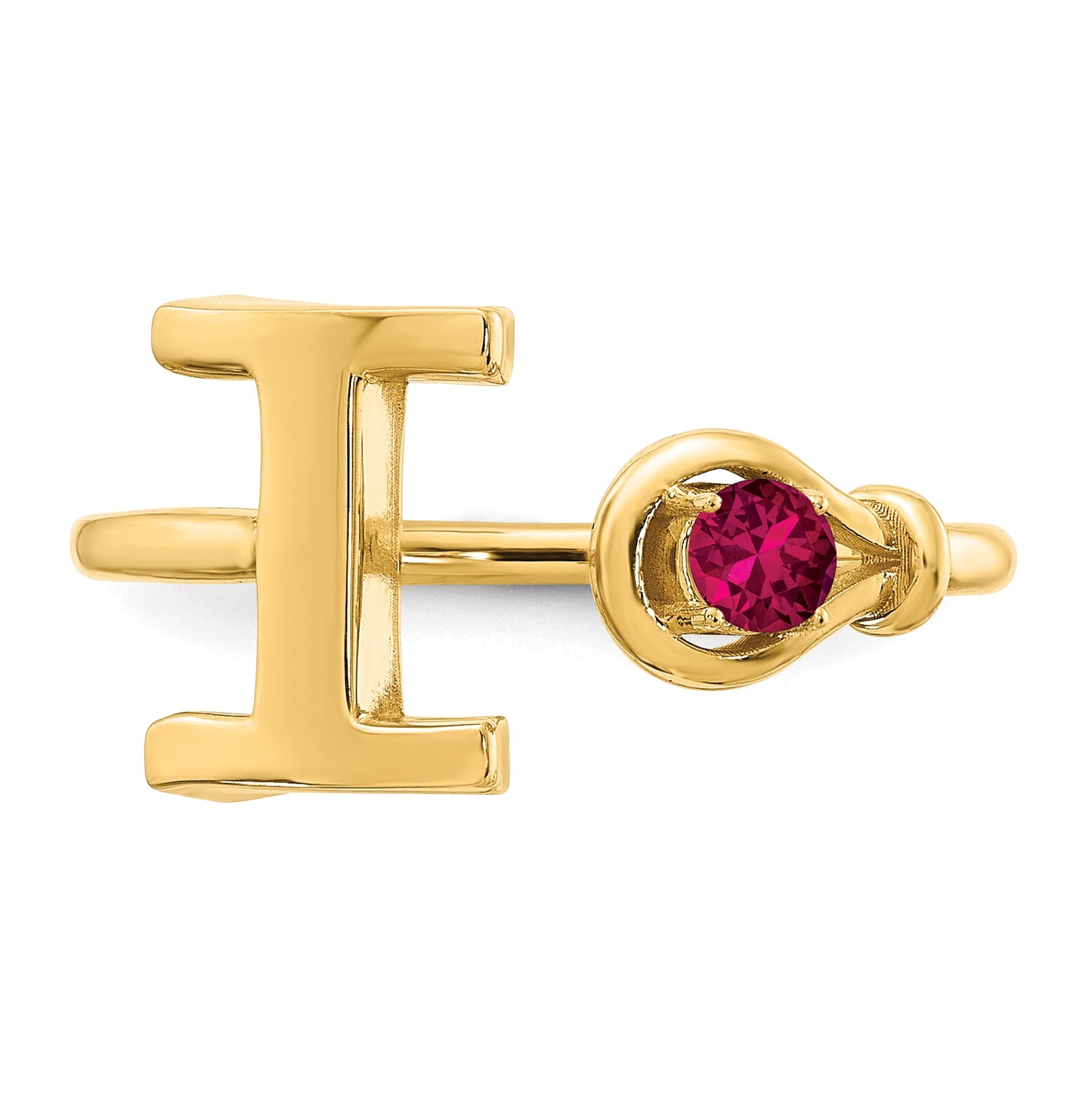 10K Yellow Gold Letter I with Birthstone Ring