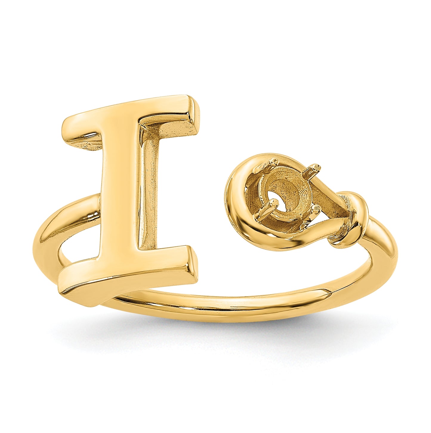 10K Yellow Gold Letter I with Birthstone Ring