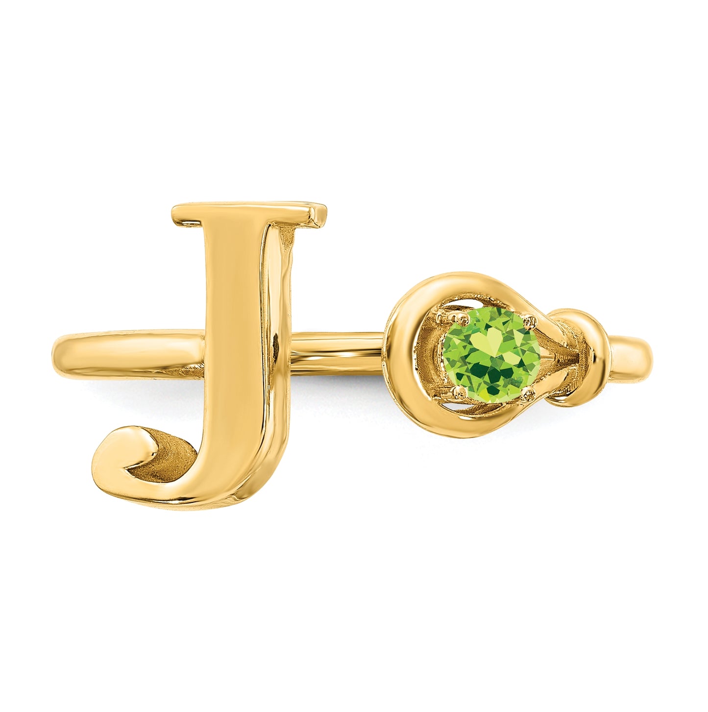 10K Yellow Gold Letter J with Birthstone Ring