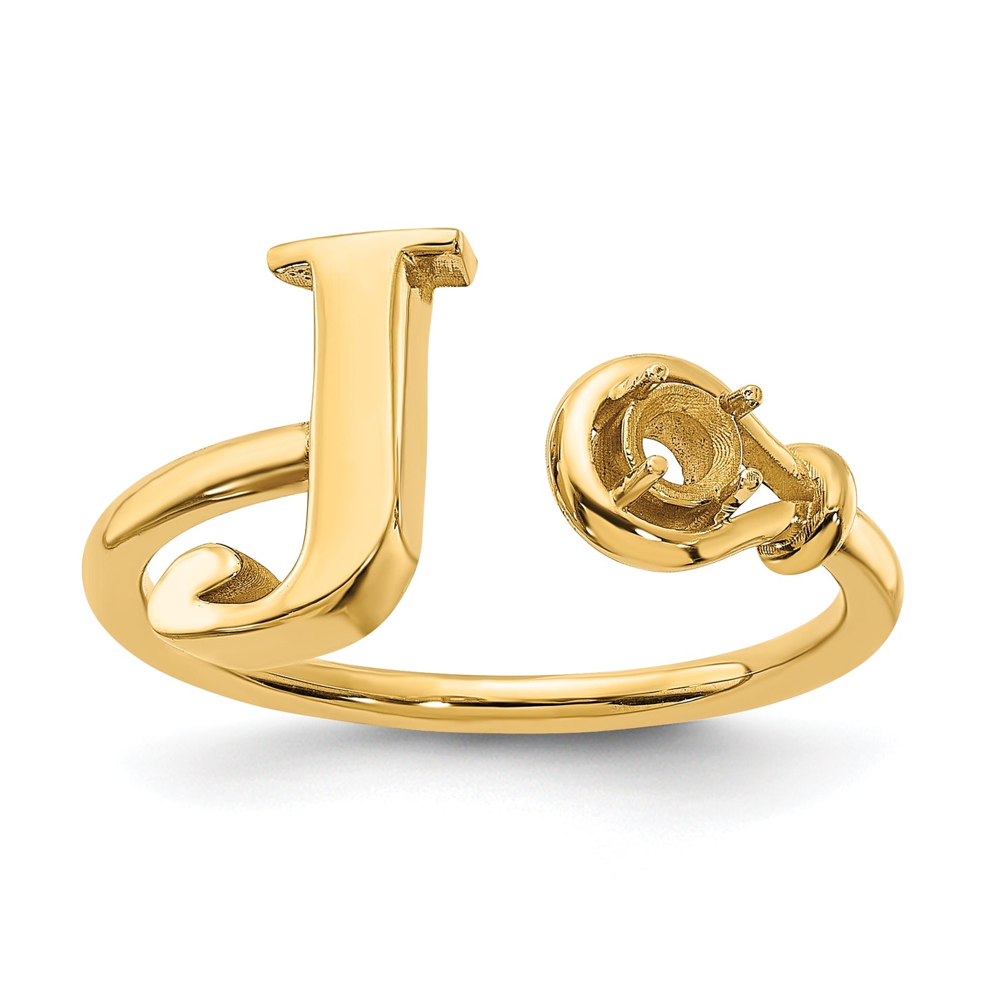 10K Yellow Gold Letter J with Birthstone Ring