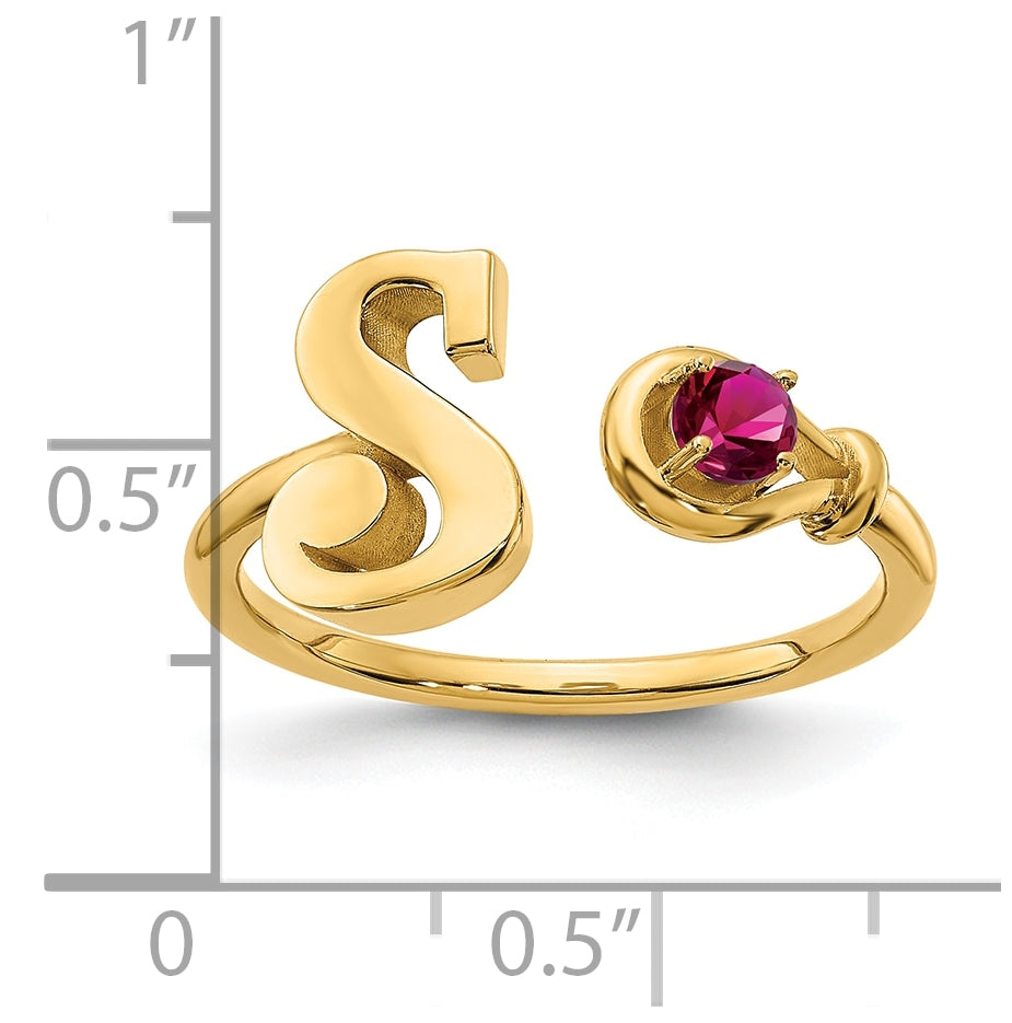 10K Yellow Gold Letter S with Birthstone Ring