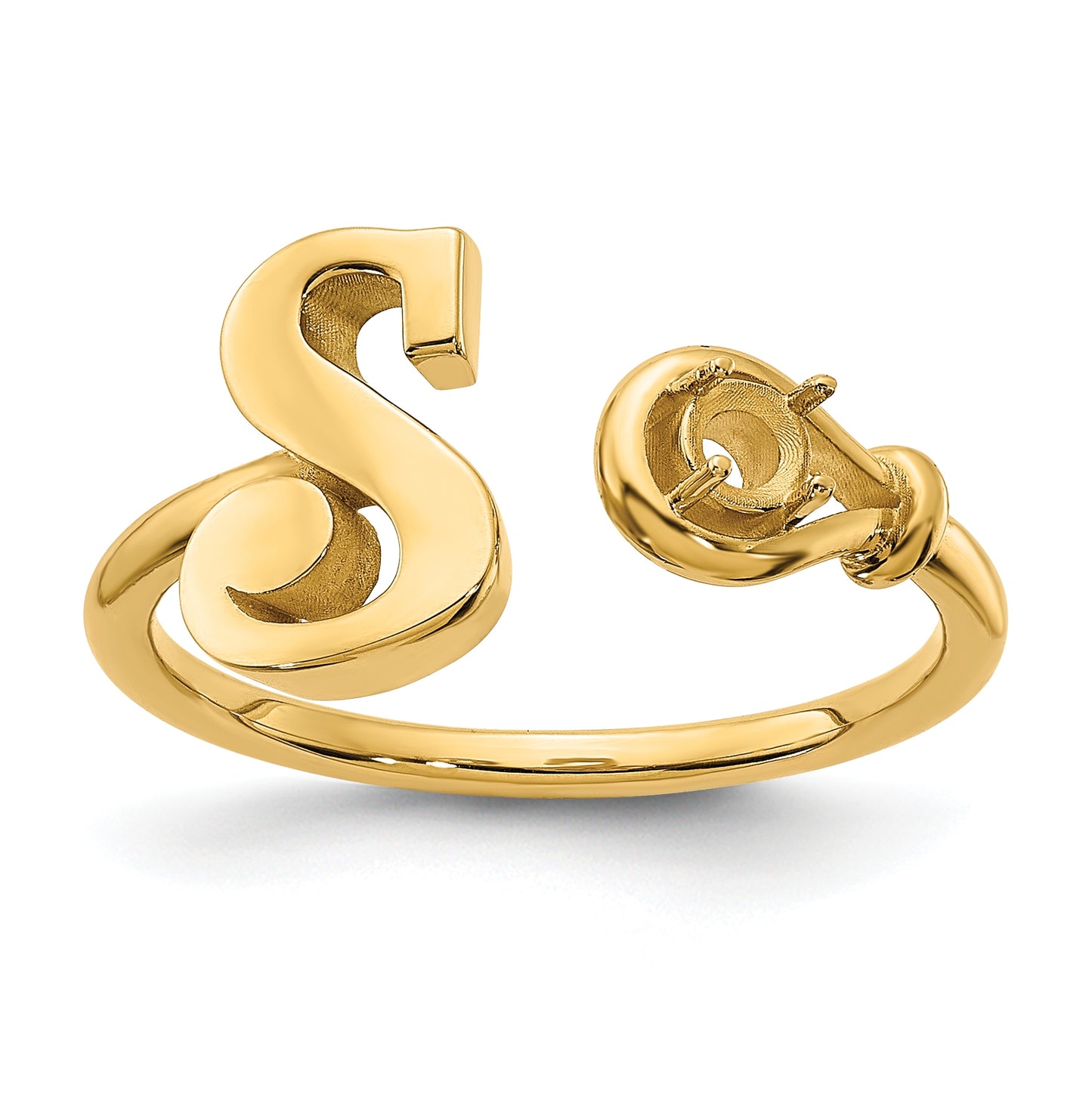 10K Yellow Gold Letter S with Birthstone Ring