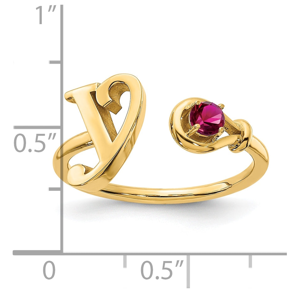 10K Yellow Gold Letter Y with Birthstone Ring