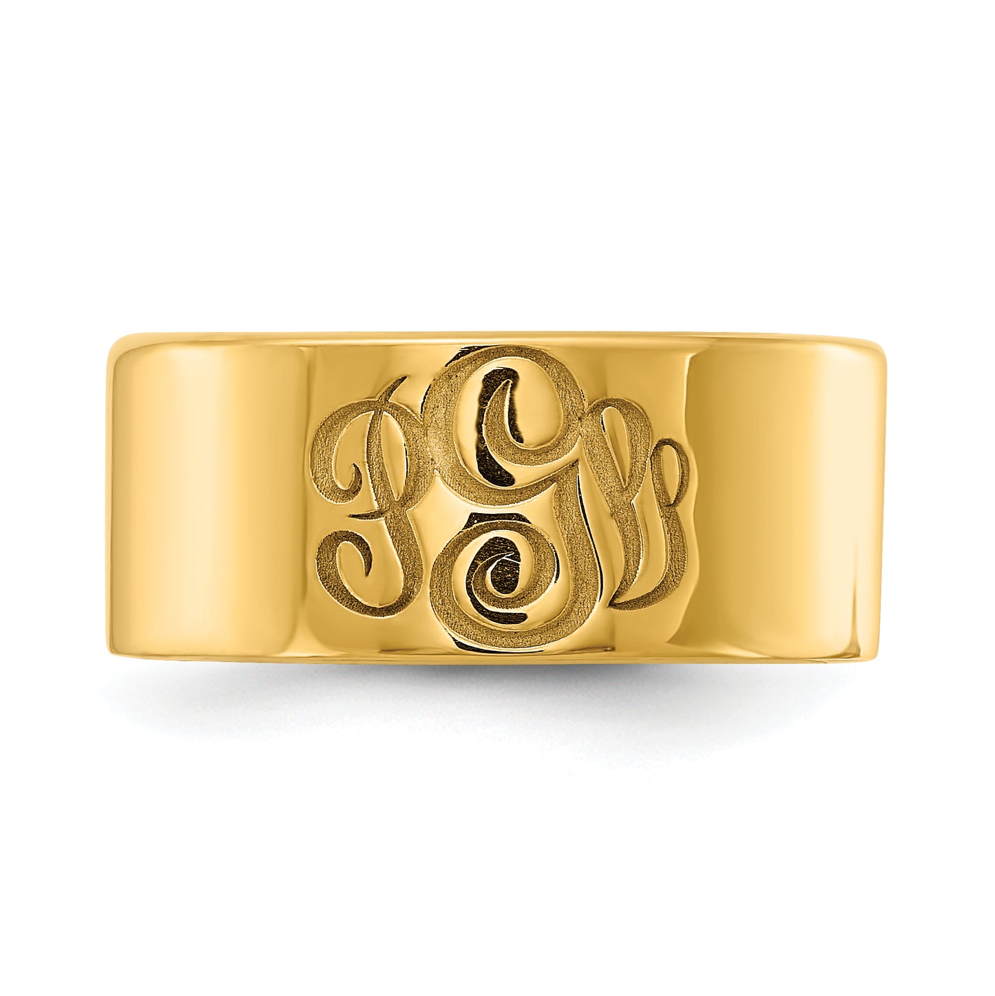 10K Yellow Gold Polished Cigar Style Monogram Ring