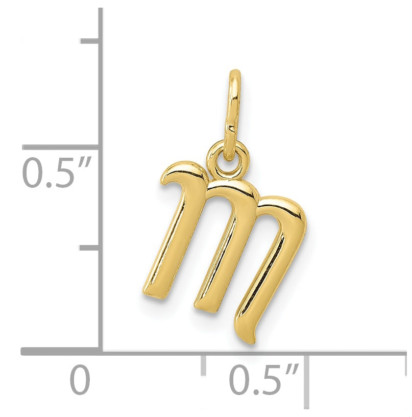 10k Yellow Gold Letter m Initial Charm