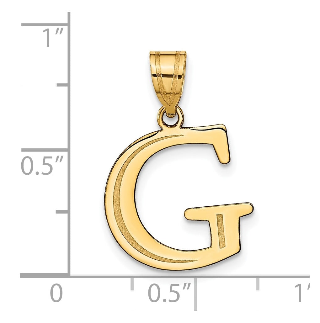 10K Yellow Gold Polished Etched Letter Initial Pendant