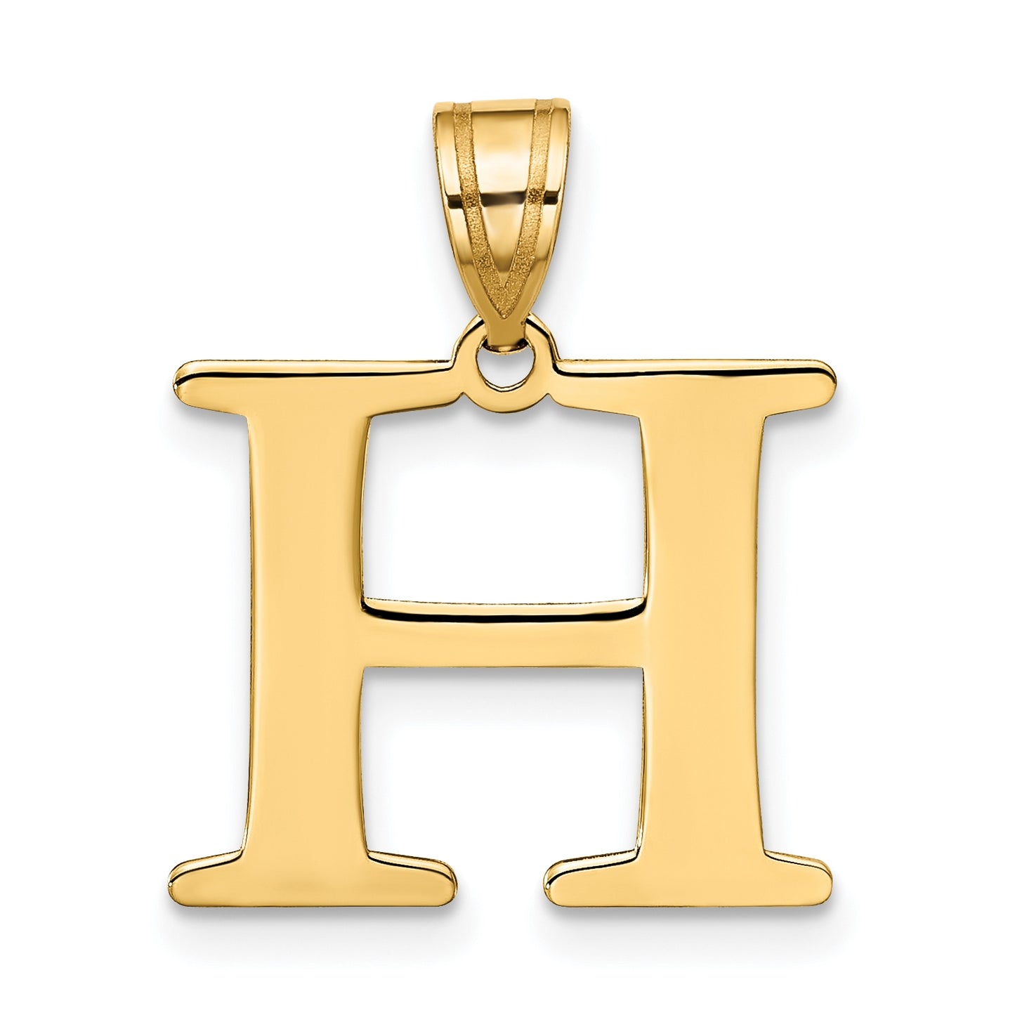 10K Yellow Gold Polished Etched Letter Initial Pendant