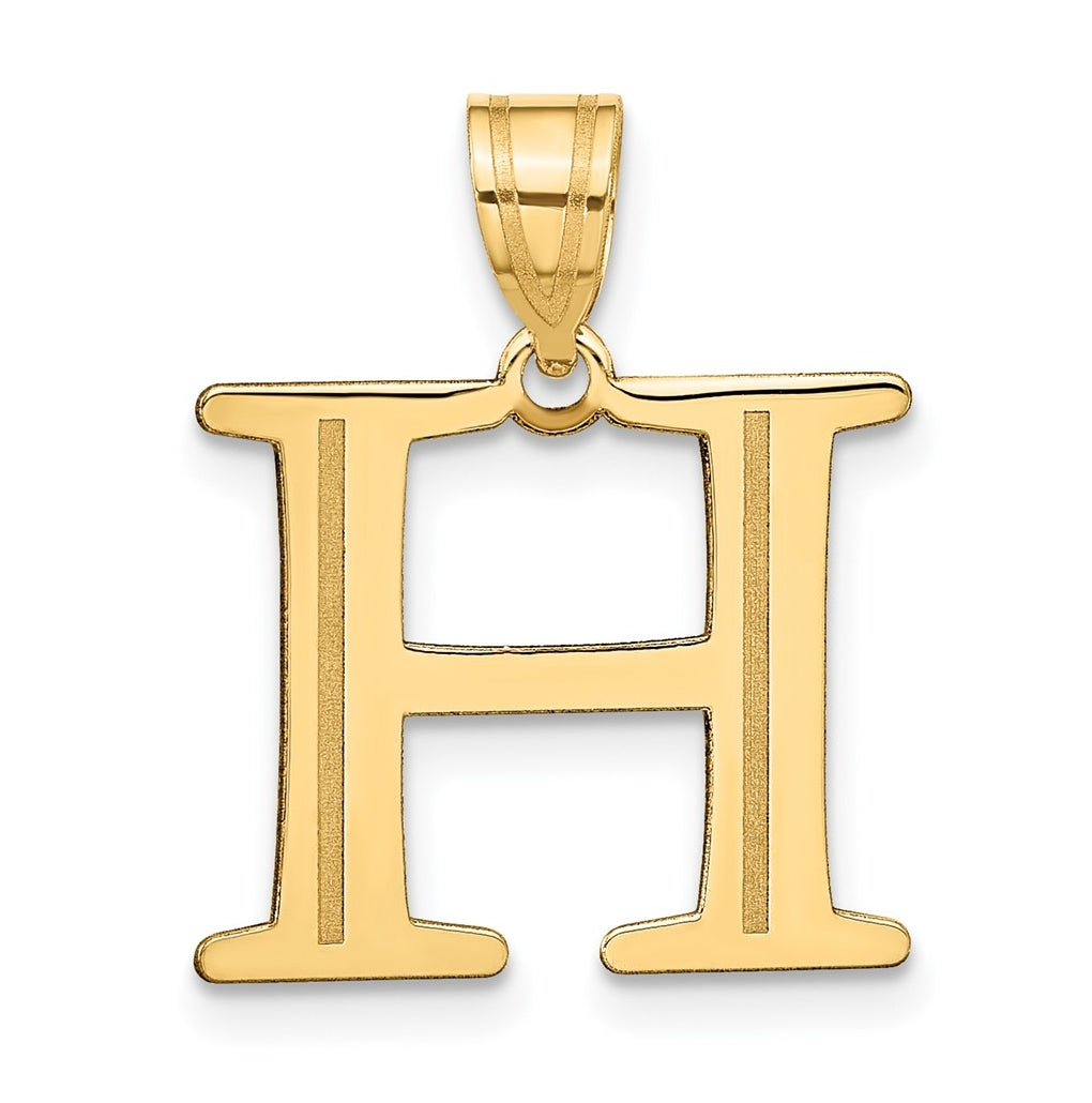 10K Yellow Gold Polished Etched Letter Initial Pendant