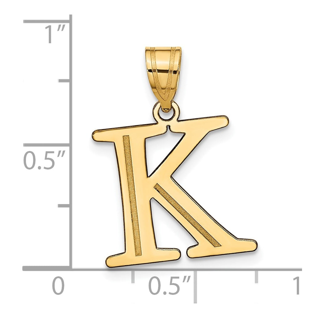 10K Yellow Gold Polished Etched Letter Initial Pendant