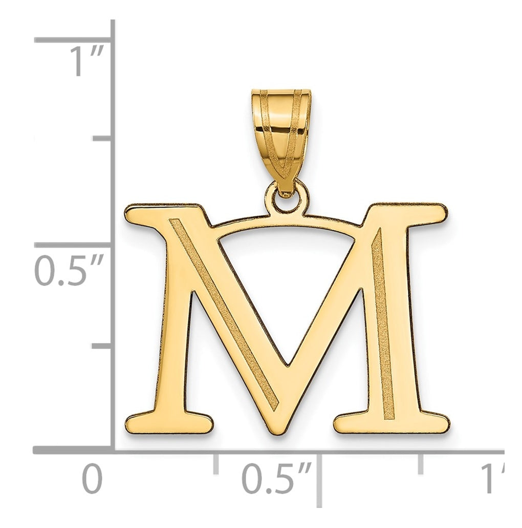 10K Yellow Gold Polished Etched Letter Initial Pendant