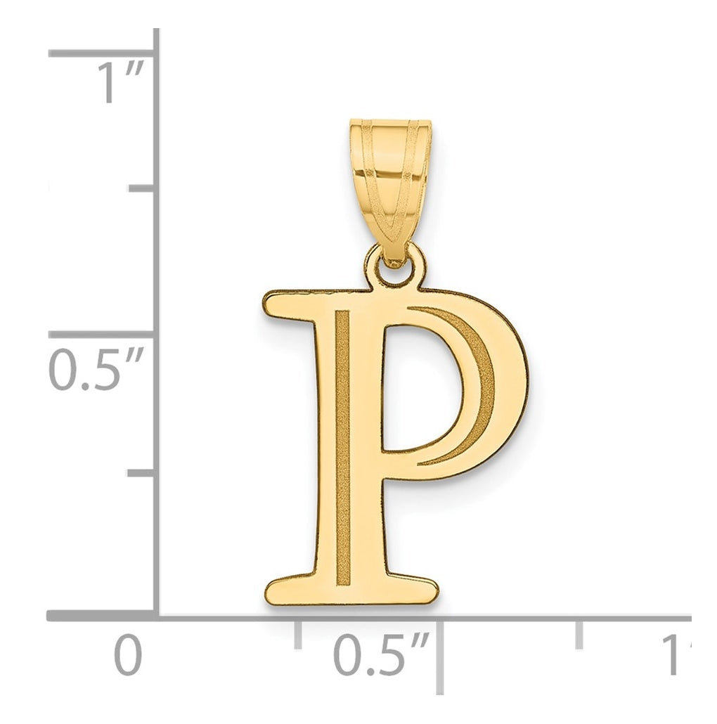 10K Yellow Gold Polished Etched Letter Initial Pendant