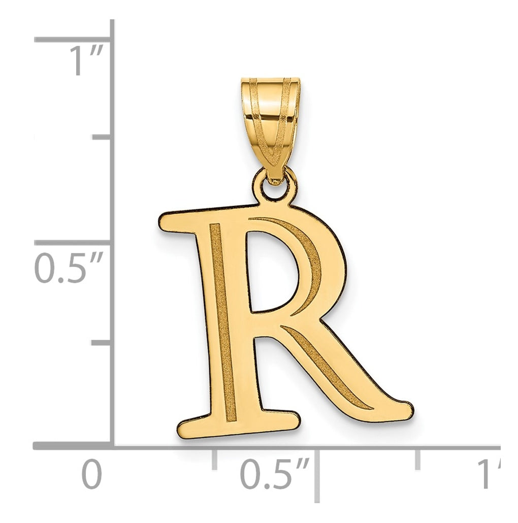 10K Yellow Gold Polished Etched Letter Initial Pendant