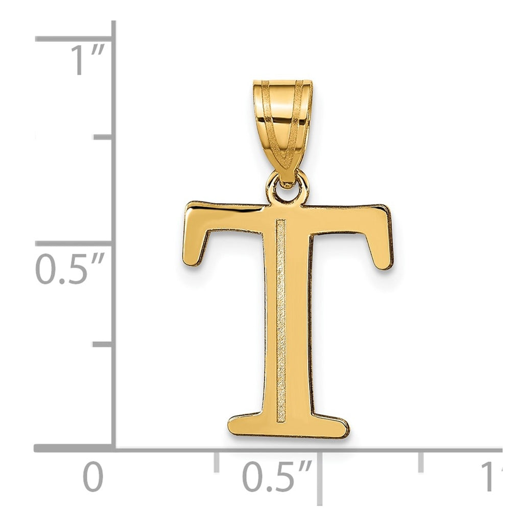 10K Yellow Gold Polished Etched Letter Initial Pendant