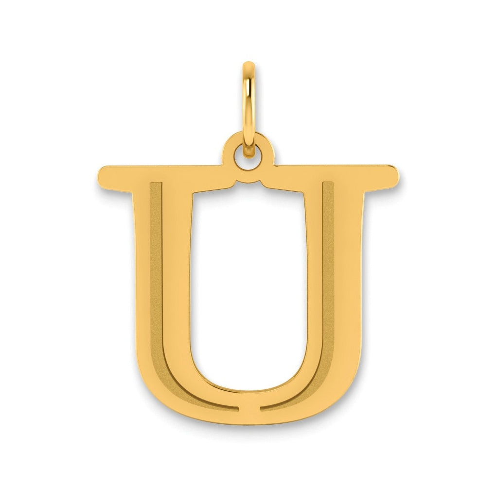 10K Yellow Gold Polished Etched Letter Initial Pendant
