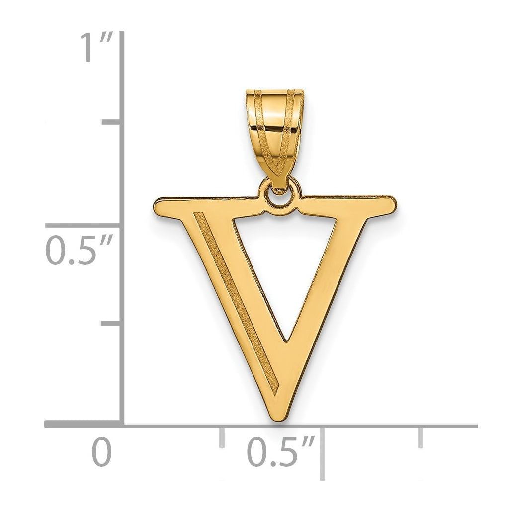 10K Yellow Gold Polished Etched Letter Initial Pendant