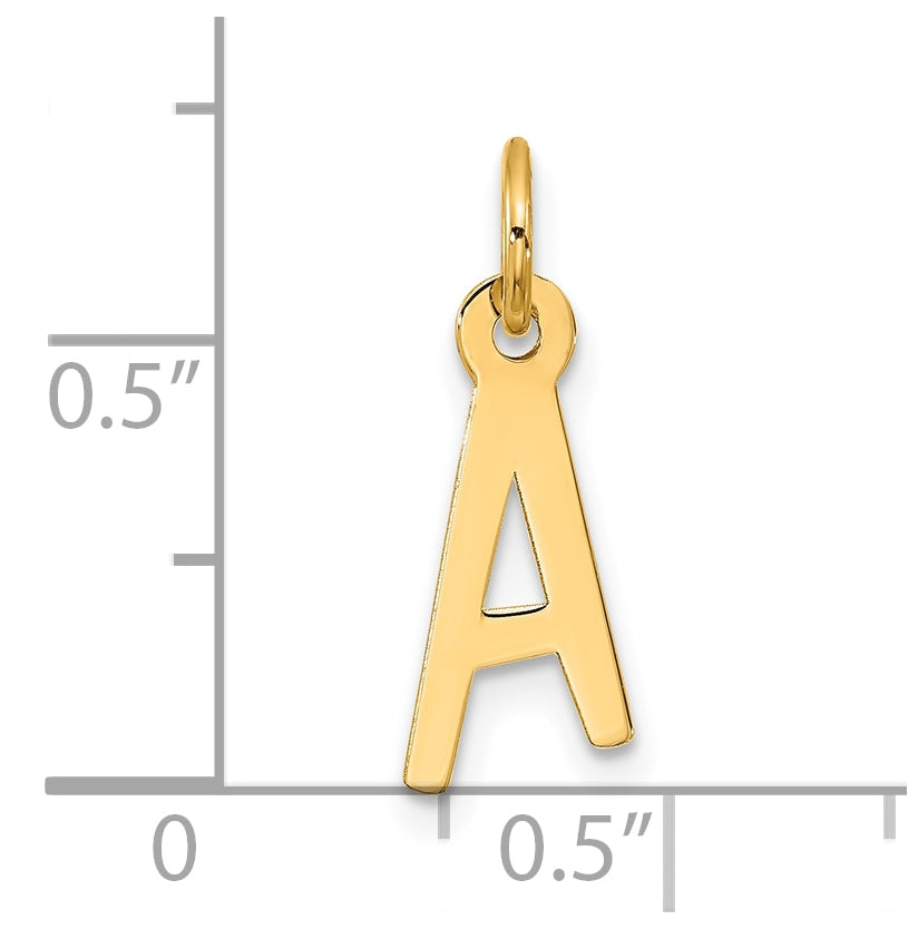 10K Yellow Gold Large Slanted Block Initial A Charm