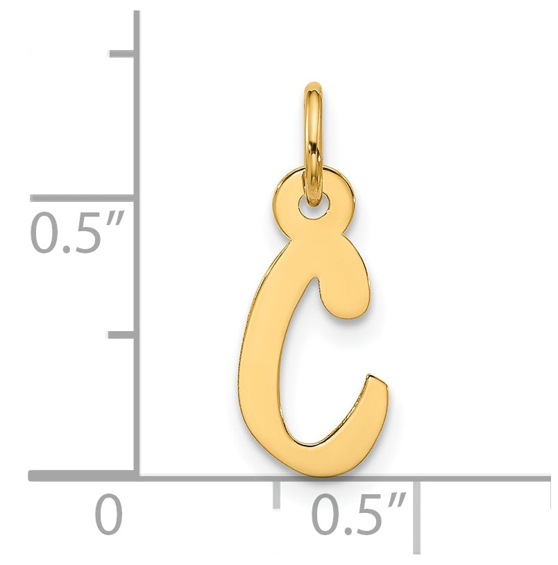 10K Yellow Gold Large Slanted Block Initial C Charm