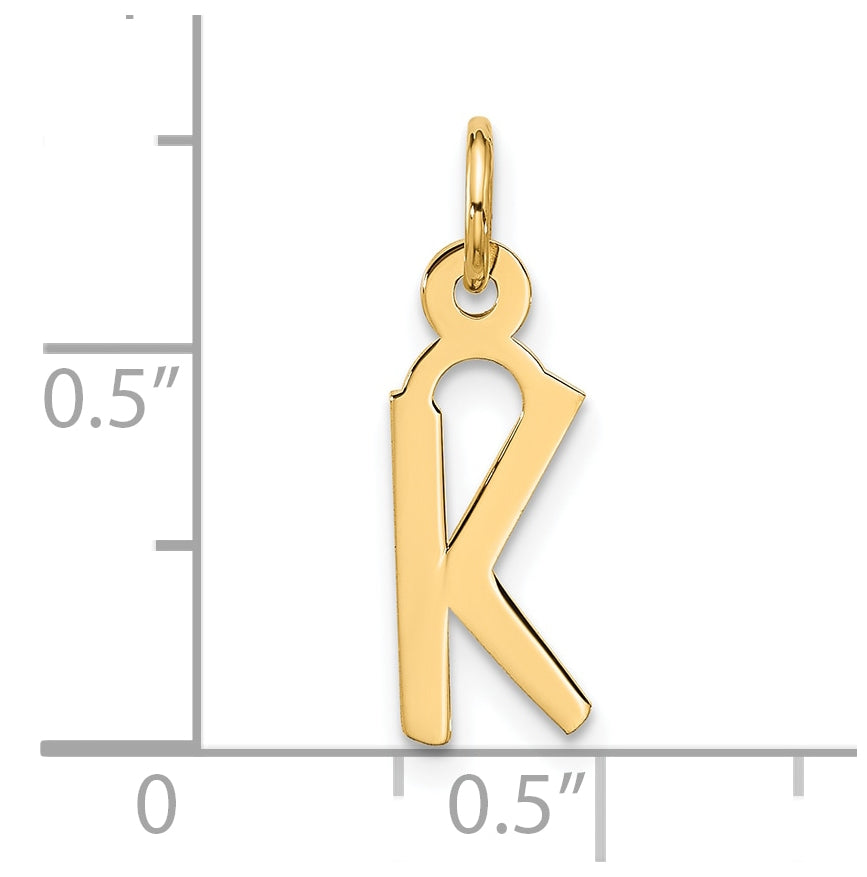 10K Yellow Gold Large Slanted Block Initial K Charm