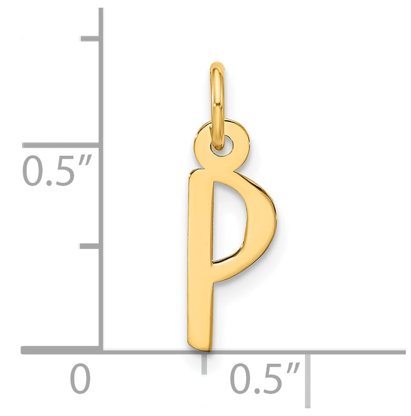10K Yellow Gold Large Slanted Block Initial P Charm