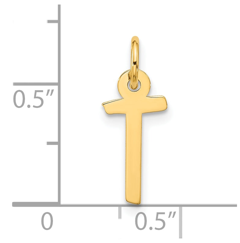 10K Yellow Gold Large Slanted Block Initial T Charm