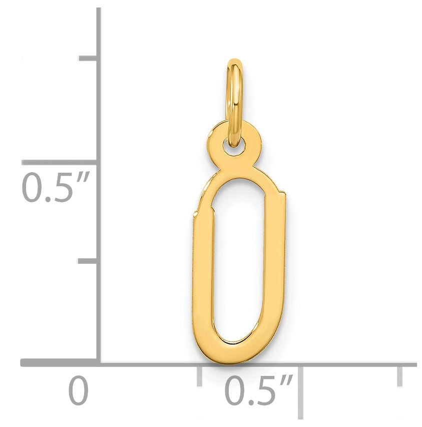 10K Yellow Gold Large Slanted Block Initial U Charm