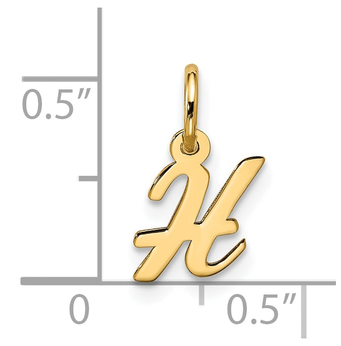 10K Yellow Gold Small-Script Initial H Charm
