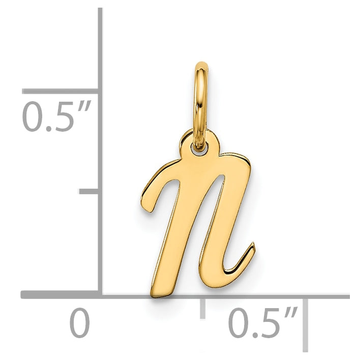 10K Yellow Gold Small-Script Initial N Charm