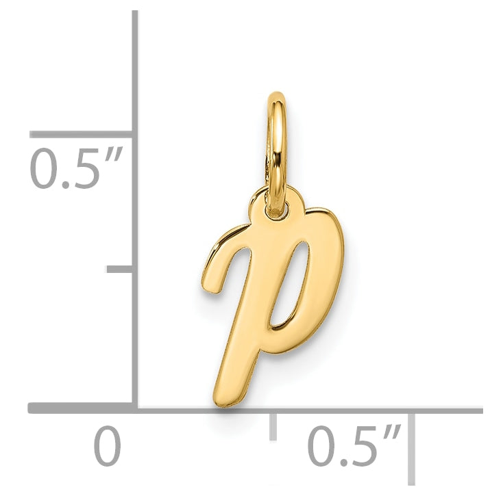 10K Yellow Gold Small-Script Initial P Charm