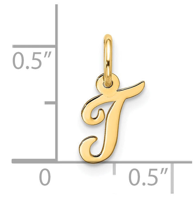 10K Yellow Gold Small-Script Initial T Charm