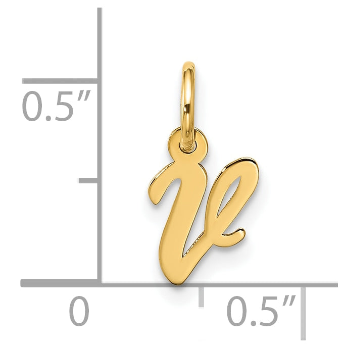 10K Yellow Gold Small-Script Initial V Charm