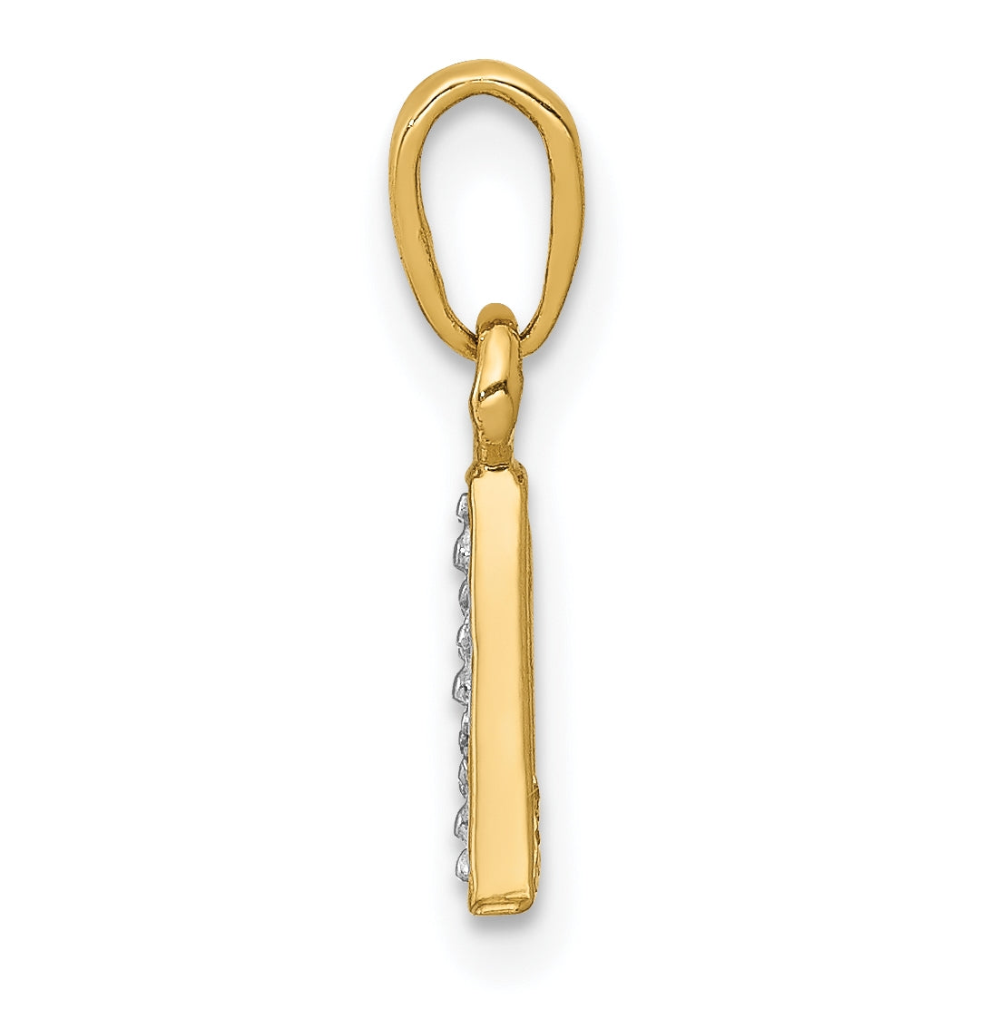 10K Yellow Gold and Rhodium Diamond Initial A Pendant