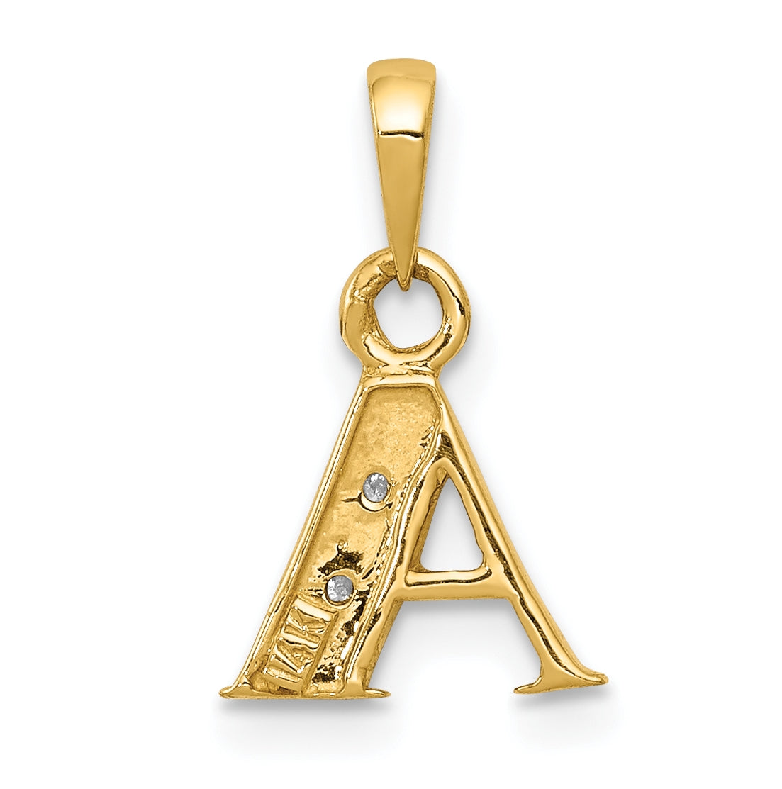 10K Yellow Gold and Rhodium Diamond Initial A Pendant