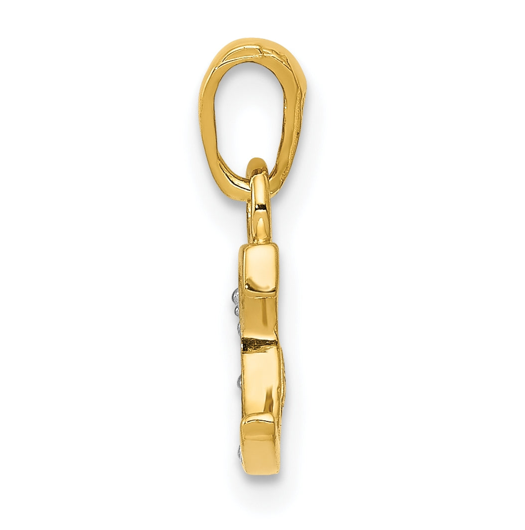 10K Yellow Gold and Rhodium Diamond Initial C Pendant